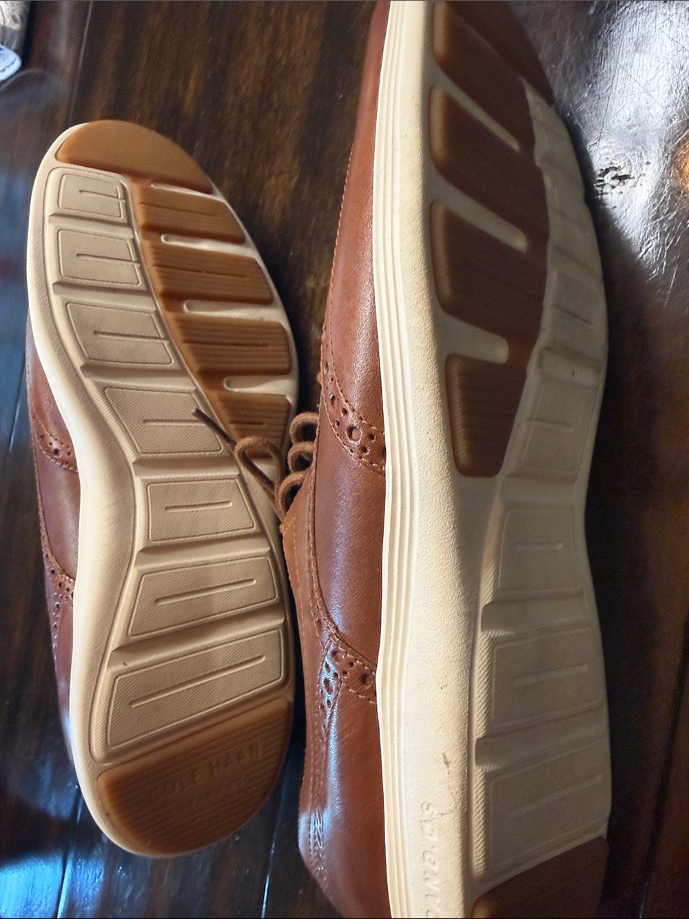 Cole Haan Brown Leather Wingtip Derby Shoes - Picture 5 of 5